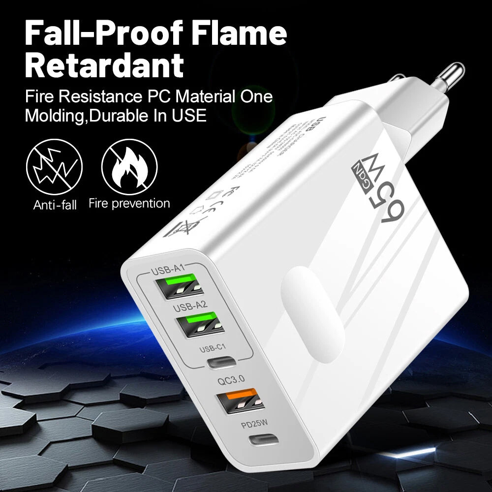 Síťová nabíječka Techsuit CHC1 PentaXPower, 25W, 3A, 3 x USB-A - 2 x USB-C, černá