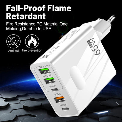 Síťová nabíječka Techsuit CHC1 PentaXPower, 25W, 3A, 3 x USB-A - 2 x USB-C, černá