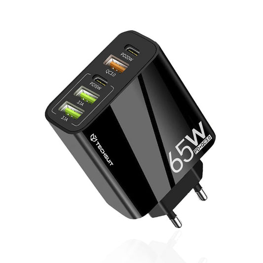 Síťová nabíječka Techsuit CHC2 PentaXPower, 20W, 3A, 3 x USB-A - 2 x USB-C, černá