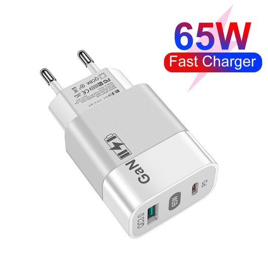 Síťová nabíječka Techsuit CHPD131, 65W, 3.25A, 1 x USB-A - 1 x USB-C, Bílá