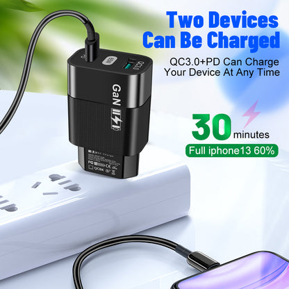 Síťová nabíječka Techsuit CHPD131, 65W, 3.25A, 1 x USB-A - 1 x USB-C, Černá