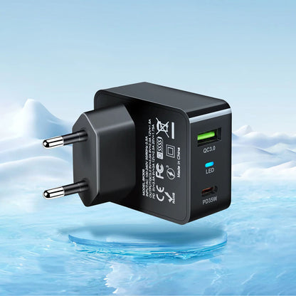 Síťová nabíječka Techsuit CHPD173 Tiny, 35W, 3A, 1 x USB-A - 1 x USB-C, bílá