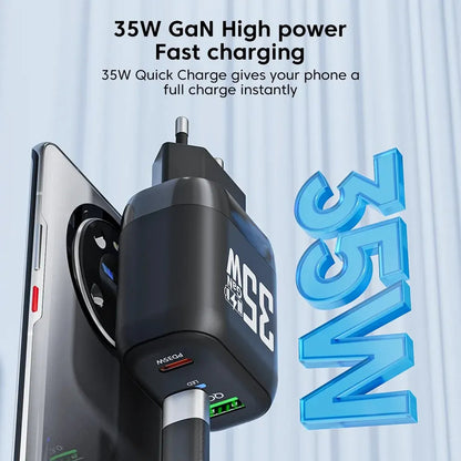 Síťová nabíječka Techsuit CHPD174, 35W, 3A, 1 x USB-A - 1 x USB-C, černá