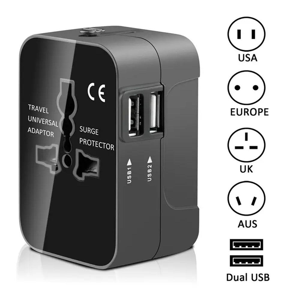 Síťová nabíječka Techsuit HHT202 Travel, 10W, 2A, 2 x USB-A, Černá
