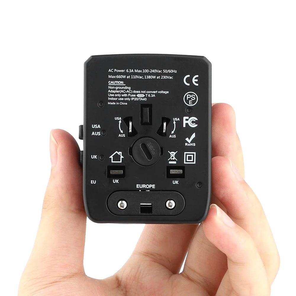 Síťová nabíječka Techsuit HHT520 Travel, 15W, 3A, 3 x USB-A - 1 x USB-C, černá