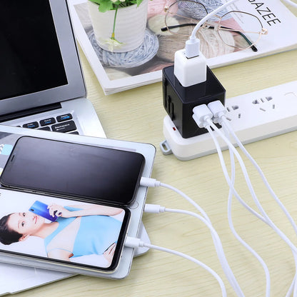 Síťová nabíječka Techsuit HHT520 Travel, 15W, 3A, 3 x USB-A - 1 x USB-C, černá