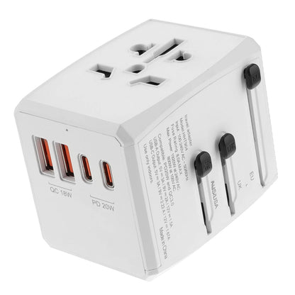 Síťová nabíječka Techsuit HHT904-W2 Travel, 20W, 3A, 2 x USB-A - 2 x USB-C, Bílá