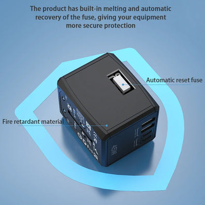 Síťová nabíječka Techsuit HHT905 Travel, 45W, 3A, 2 x USB-A - 2 x USB-C, Černá