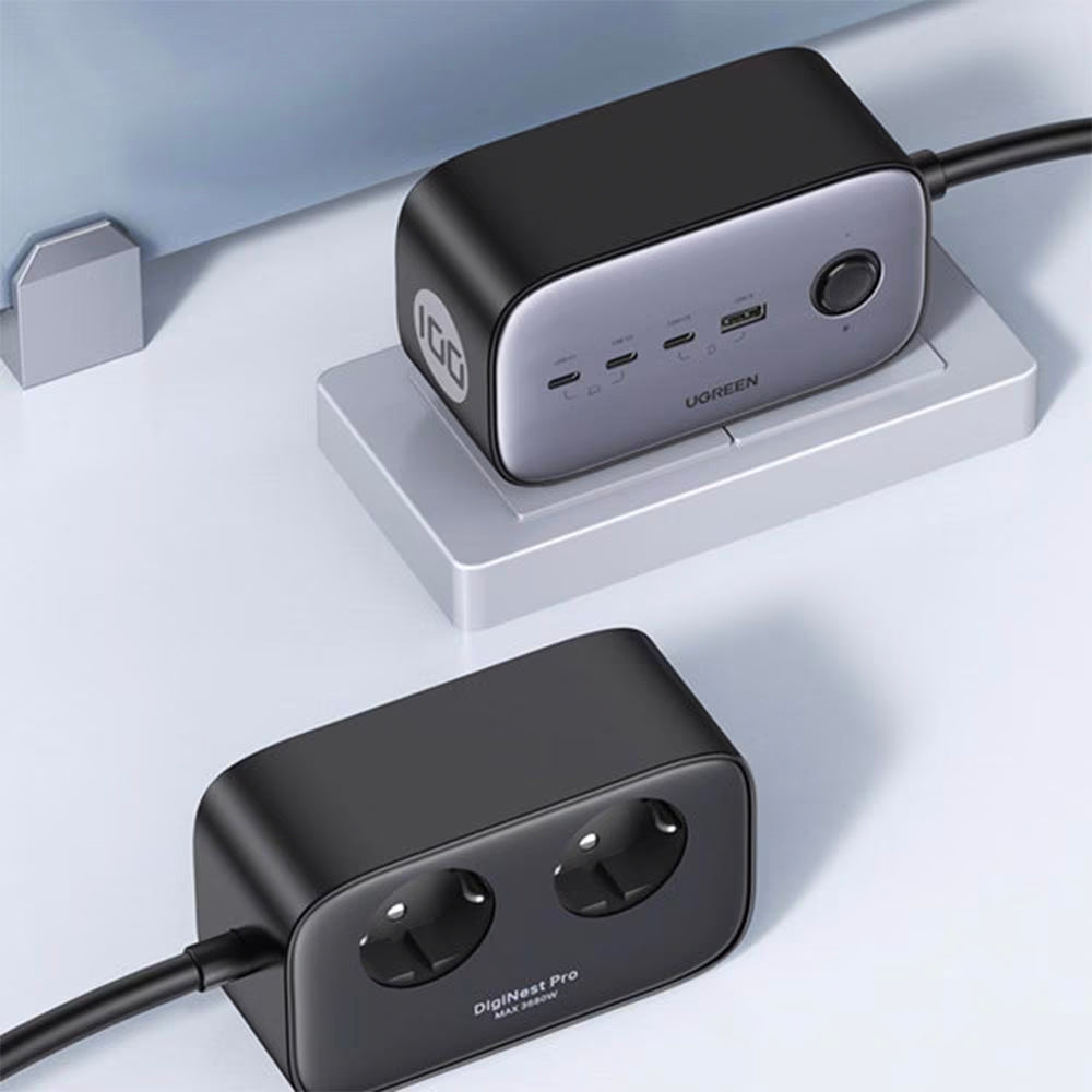 Prodlužovací kabel UGREEN CD270, 2 x Schuko, šedý