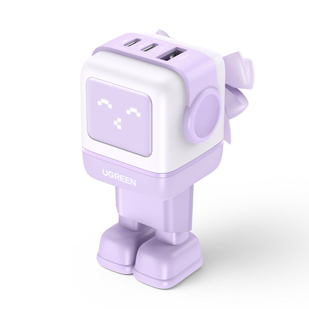 Síťová nabíječka UGREEN CD361 Uno, 65W, 3.25A, 1 x USB-A - 2 x USB-C, Fialová