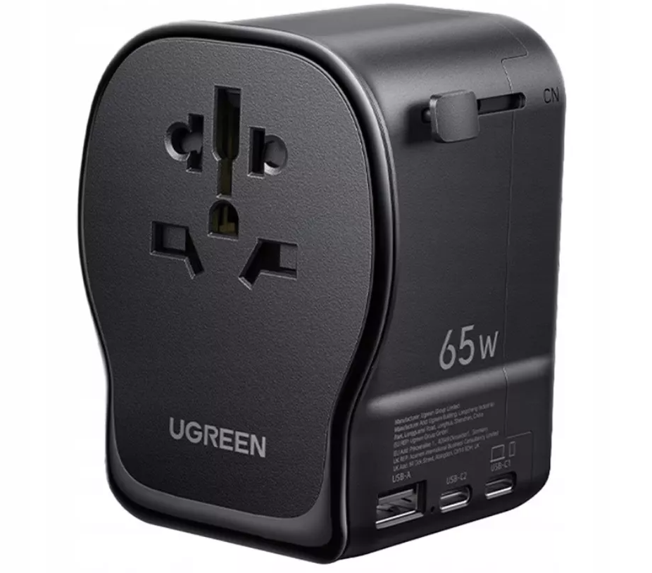 Síťová nabíječka UGREEN Travel S550 (55001), 65W, 3,25A, 1 x USB-A - 2 x USB-C, černá