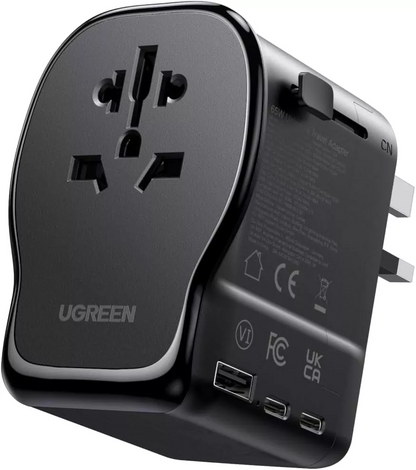 Síťová nabíječka UGREEN Travel S550 (55001), 65W, 3,25A, 1 x USB-A - 2 x USB-C, černá
