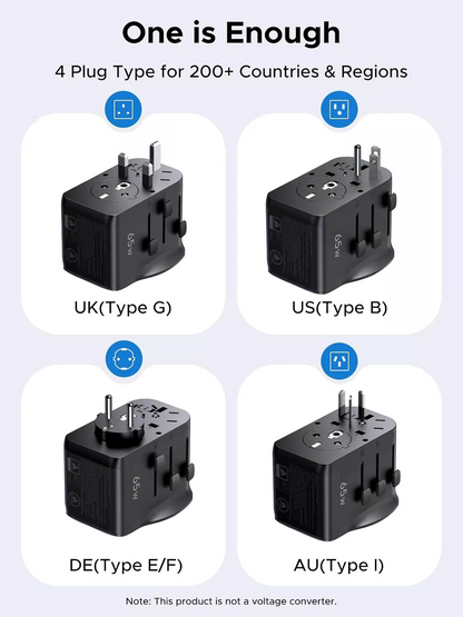 Síťová nabíječka UGREEN Travel S550 (55001), 65W, 3,25A, 1 x USB-A - 2 x USB-C, černá
