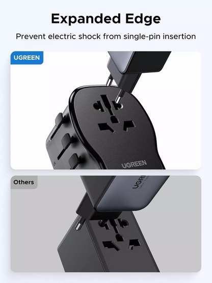 Síťová nabíječka UGREEN Travel S550 (55001), 65W, 3,25A, 1 x USB-A - 2 x USB-C, černá