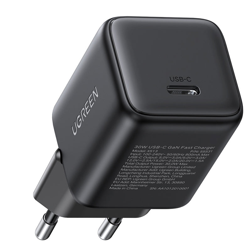 Síťová nabíječka UGREEN X513, 30W, 3A, 1 x USB-C, Černá