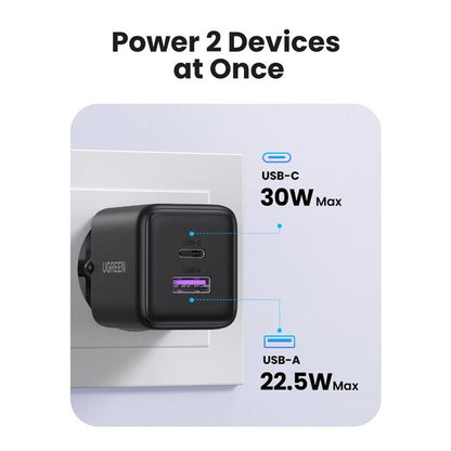 Síťová nabíječka UGREEN X516, 30W, 3A, 1 x USB-A - 1 x USB-C, Modrá
