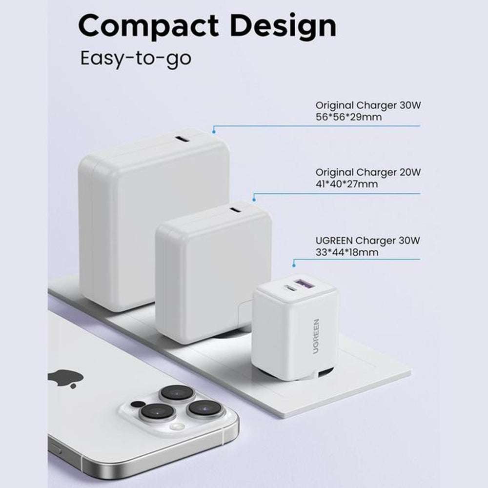 Síťová nabíječka UGREEN X516, 30W, 3A, 1 x USB-A - 1 x USB-C, Modrá