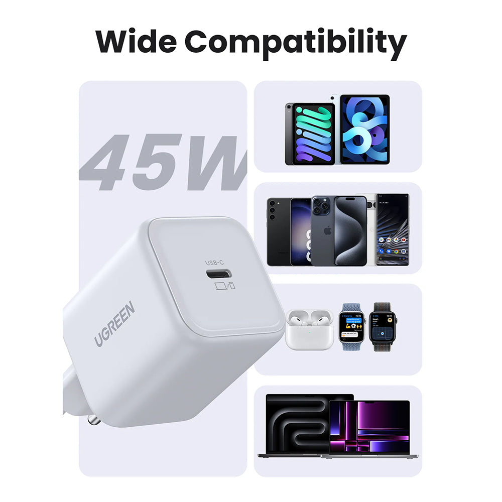 Síťová nabíječka UGREEN X524 (65053), 45W, 3A, 1 x USB-C, bílá