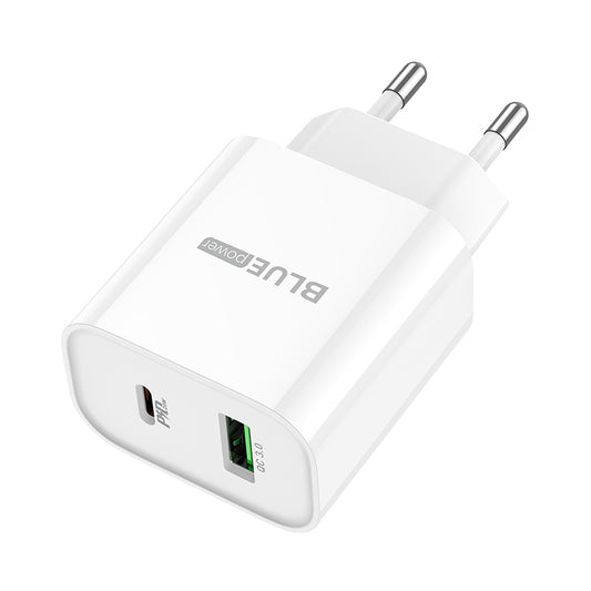 Síťová nabíječka BLUE Power BC80A, 20W, 3A, 1 x USB-A - 1 x USB-C, Bílá