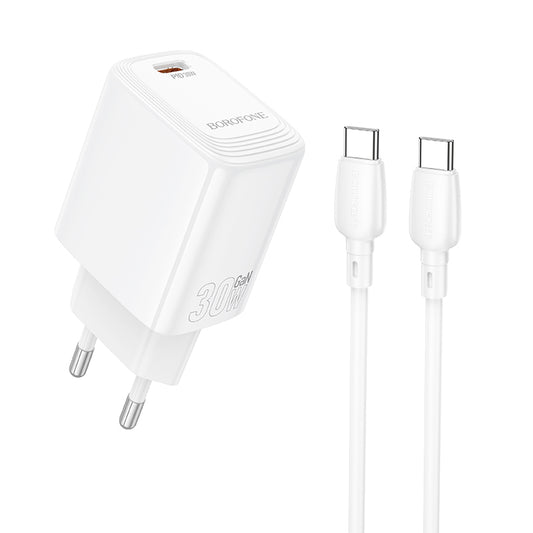 Síťová nabíječka s kabelem USB-C Borofone BN28 Fuente, 30W, 3A, 1 x USB-C, Bílá