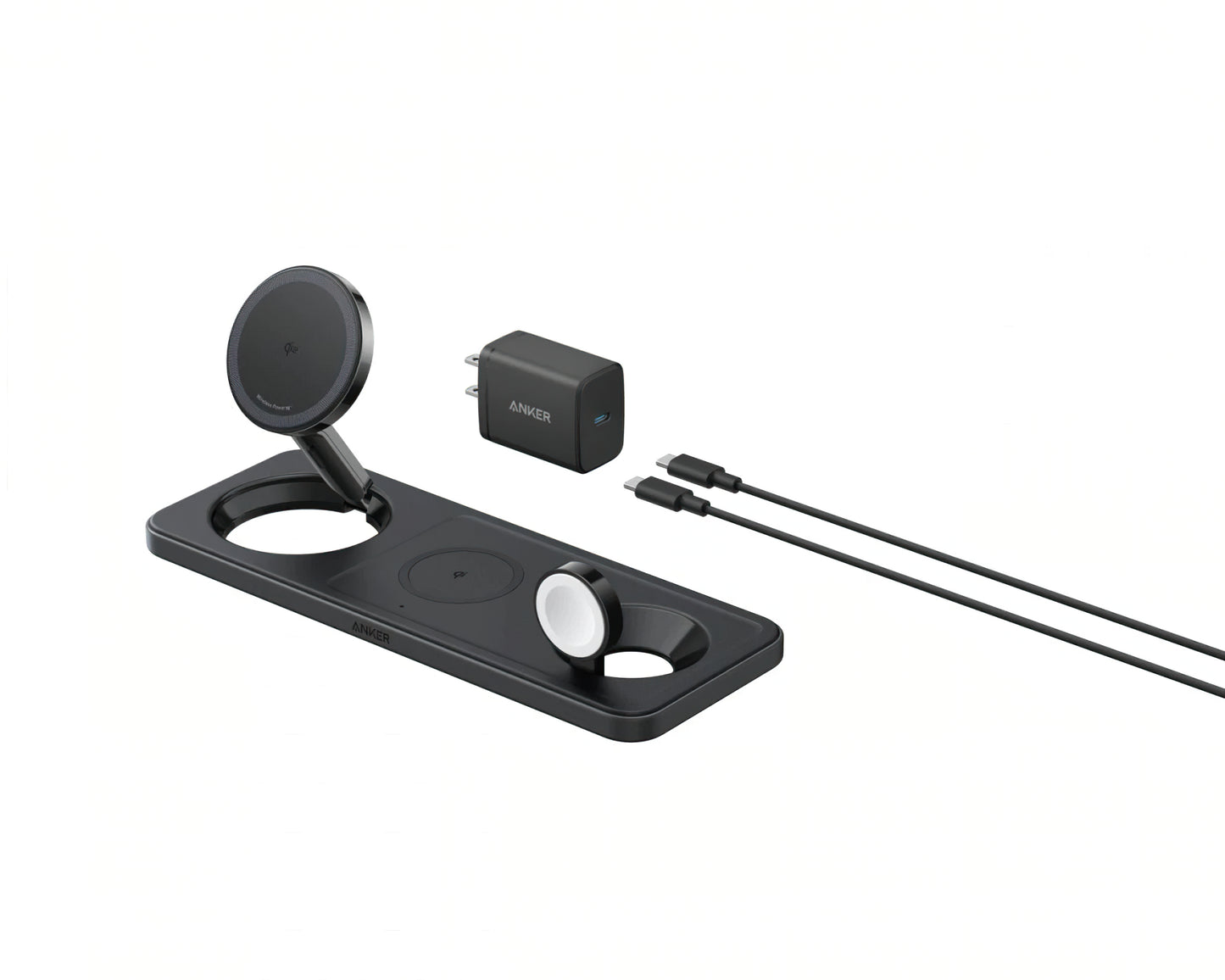 Bezdrátová síťová nabíječka Anker MagGo 3v1, 15W, 1.67A, Černá B25M1311