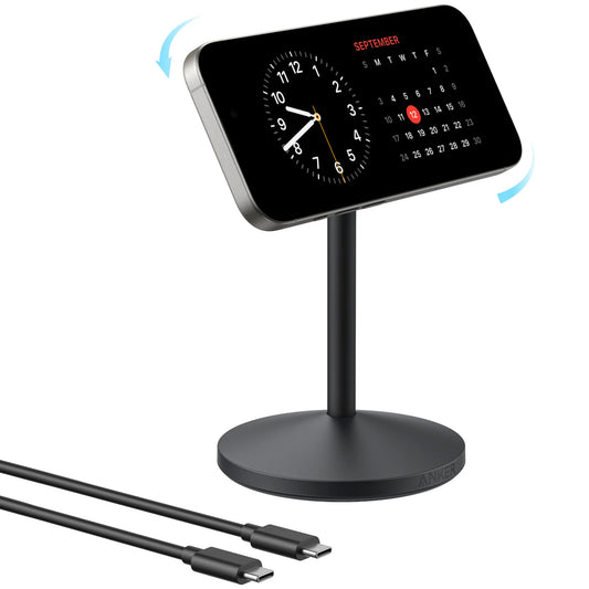 Incarcator Retea Wireless Anker MagGo Stand, 15W, 1.67A, Negru A25X1H11