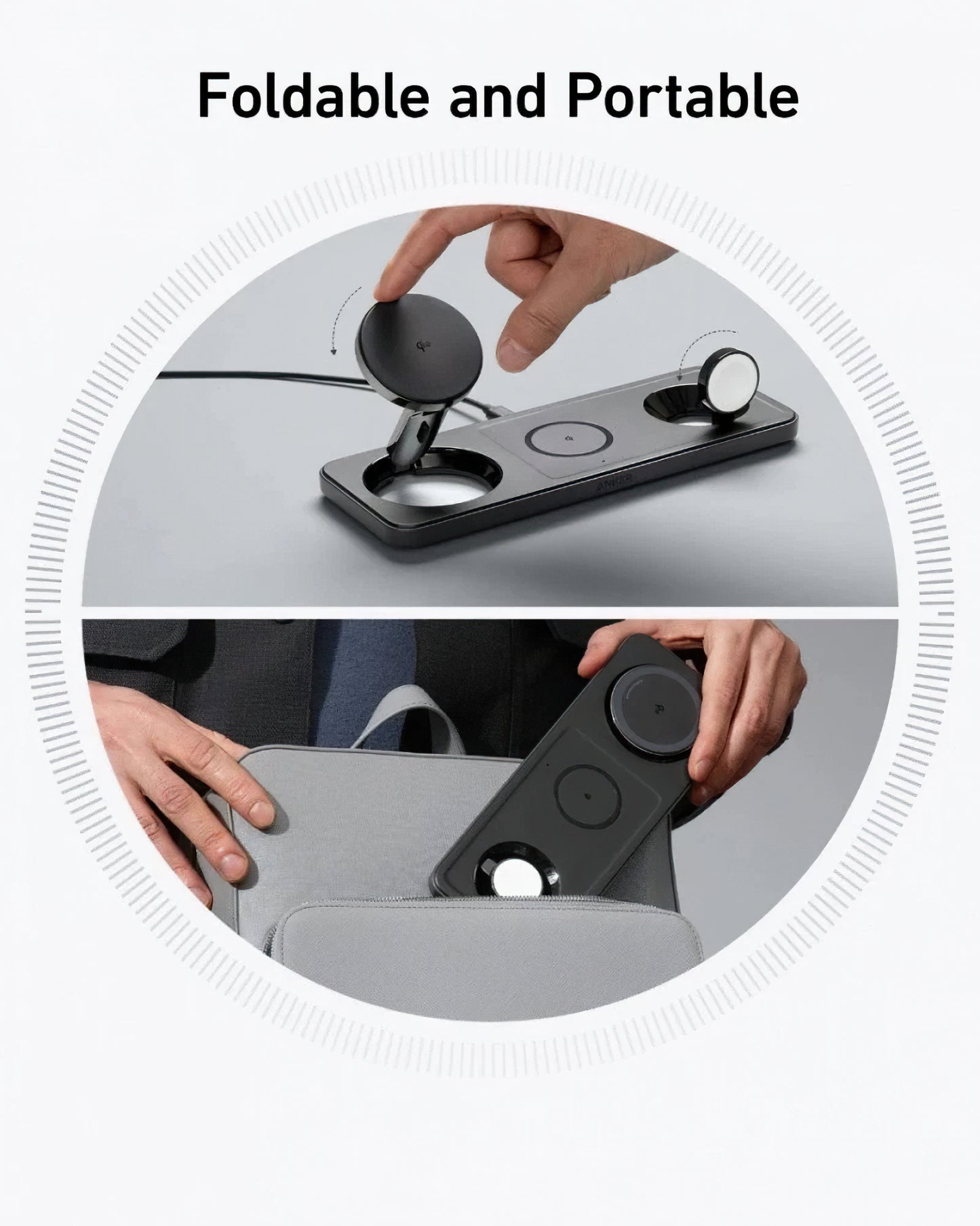 Bezdrátová síťová nabíječka Anker MagGo 3v1, 15W, 1.67A, Černá B25M1311