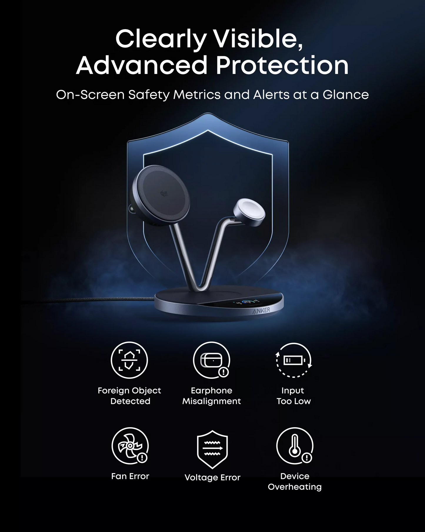 Bezdrátová nabíjecí stanice Anker Prime MagGo AirCool 3v1, 25W, Černá B25X7G11