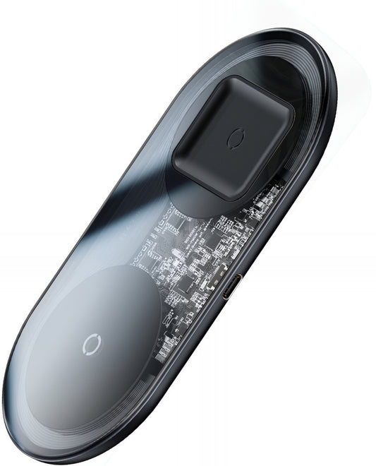 Bezdrátová nabíječka Baseus Simple 2in1, 15W, 1.67A, Transparentní WXJK-A01