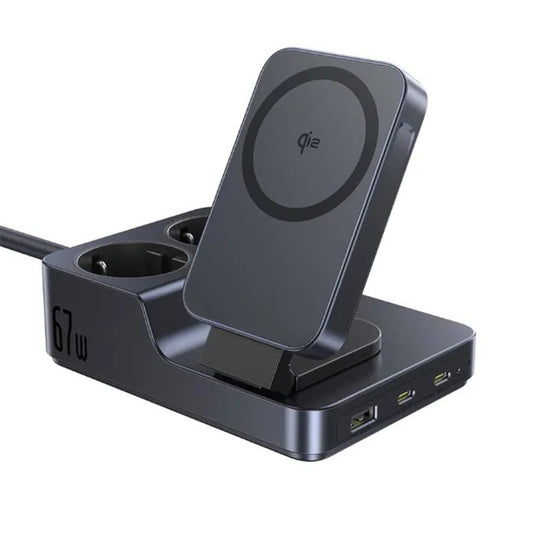 Nabíječka Baseus Nomos ND11 QI 6v1, 67W, 3.35A, 1 x USB-A - 2 x USB-C - 2 x Schuko, Černá P80015804213-00