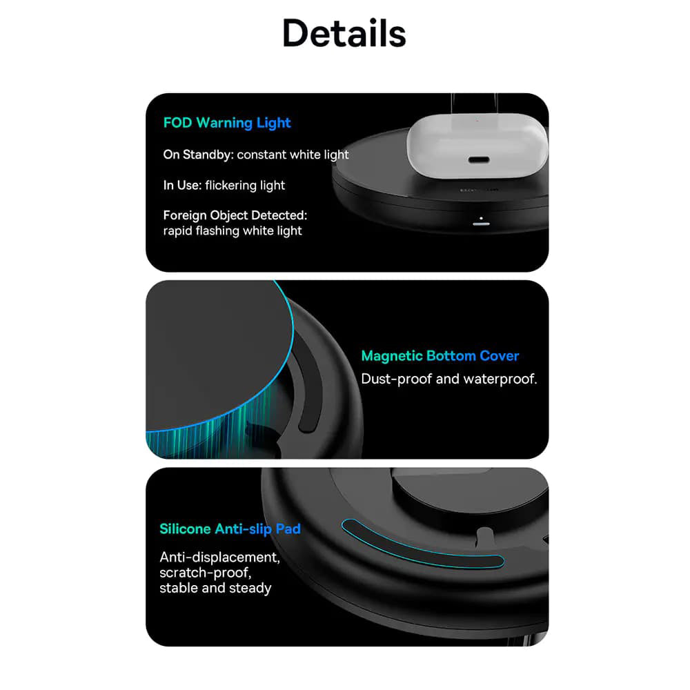 Bezdrátová nabíjecí stanice Baseus Swan 3v1, 20W, 1.67A, P10221302113-Z1