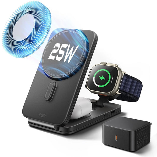 Bezdrátová nabíjecí stanice ESR CryoBoost 3v1, 25W, černá