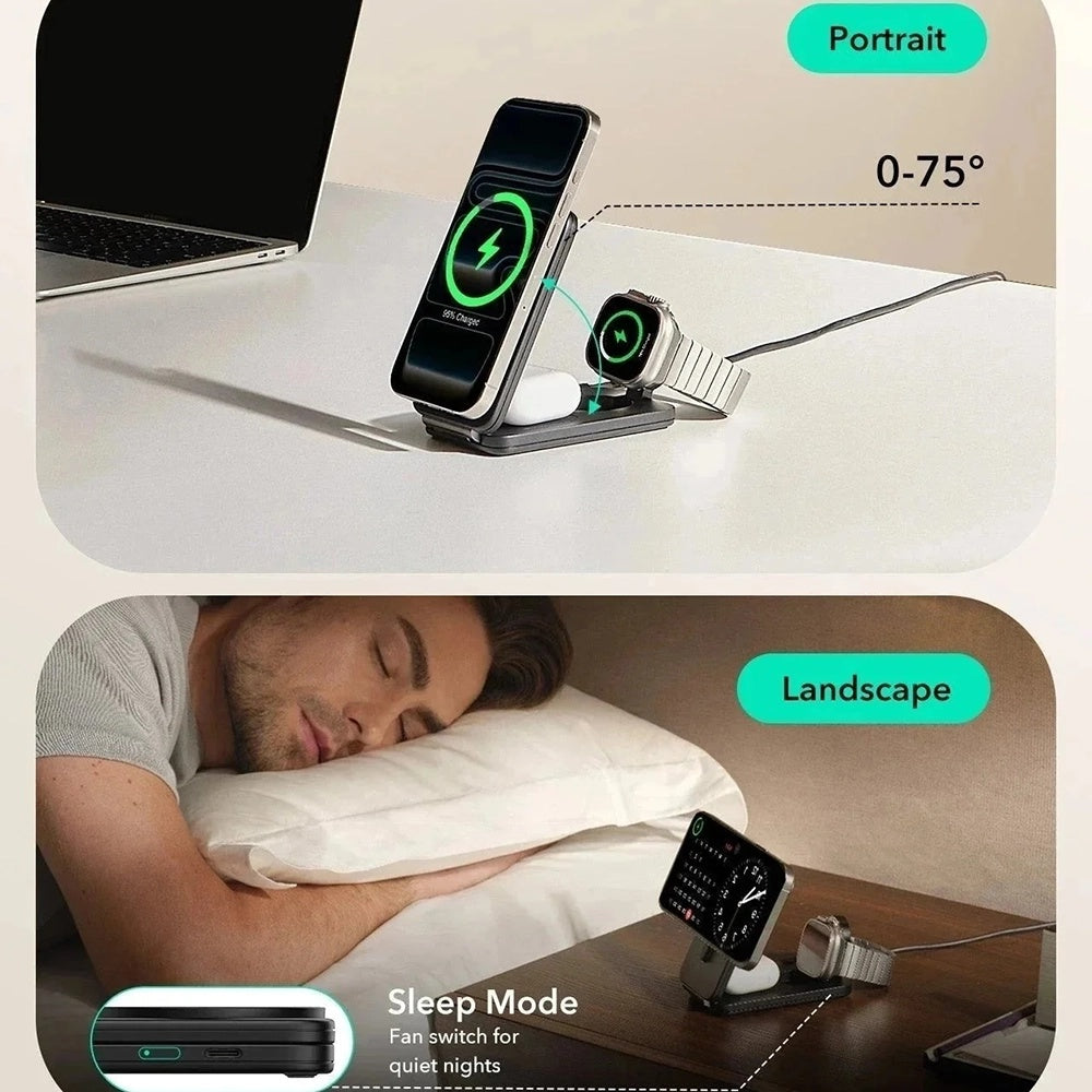 ESR CryoBoost 3in1 Wireless Network Charger, 25W, Black