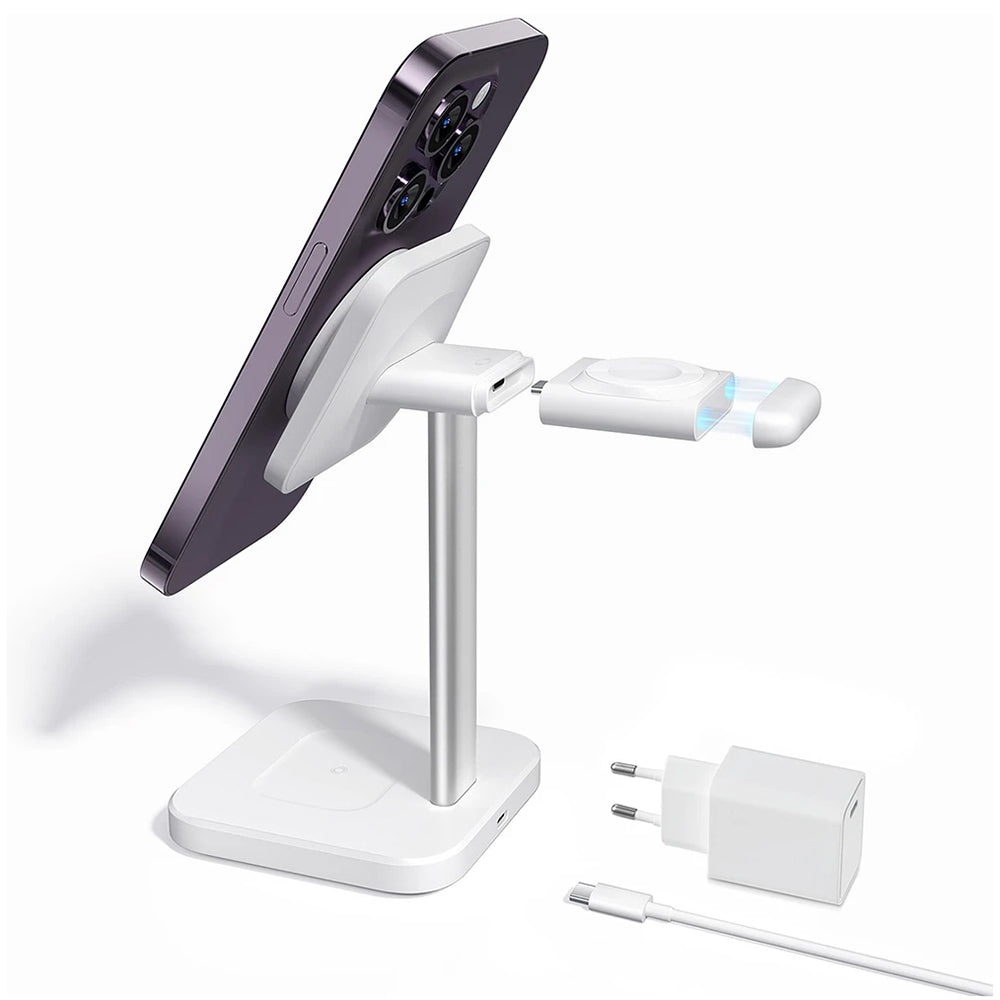 Bezdrátová nabíjecí stanice ESR HaloLock 3v1, 15W, 1.67A, bílá