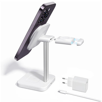 Bezdrátová nabíjecí stanice ESR HaloLock 3v1, 15W, 1.67A, bílá