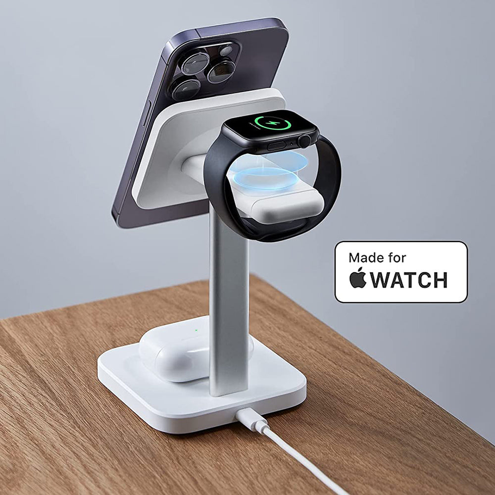 Bezdrátová nabíjecí stanice ESR HaloLock 3v1, 15W, 1.67A, bílá