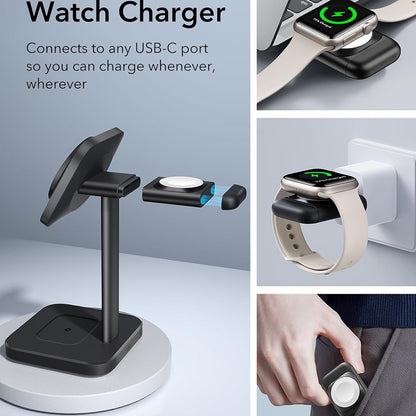 Bezdrátová nabíjecí stanice ESR HaloLock 3v1, 15W, 1.67A, černá