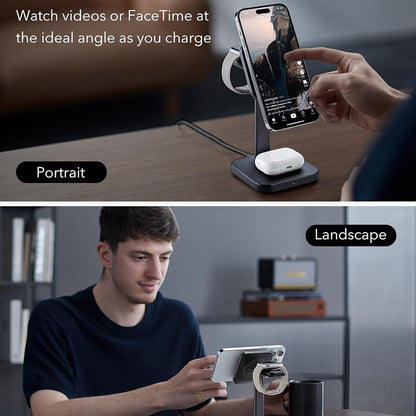 Bezdrátová nabíjecí stanice ESR HaloLock 3v1, 15W, 1.67A, černá