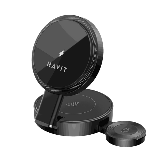 Bezdrátová síťová nabíječka HAVIT W3100 3v1, 15W, 1.67A, Černá
