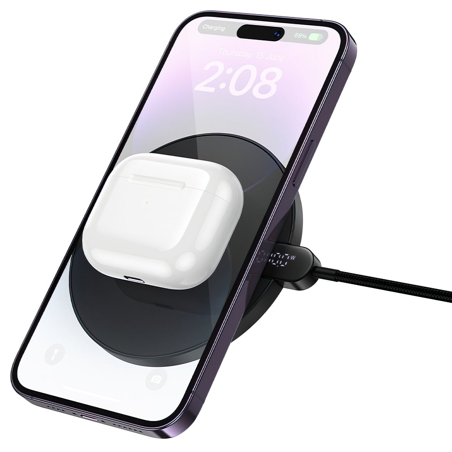 Bezdrátová síťová nabíječka HOCO CW62, 15W, 1.67A, černá