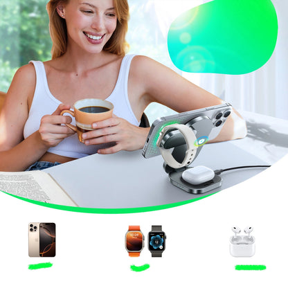 Bezdrátová síťová nabíječka Joyroom JR-W17 3v1, 15W, 1.67A, černá