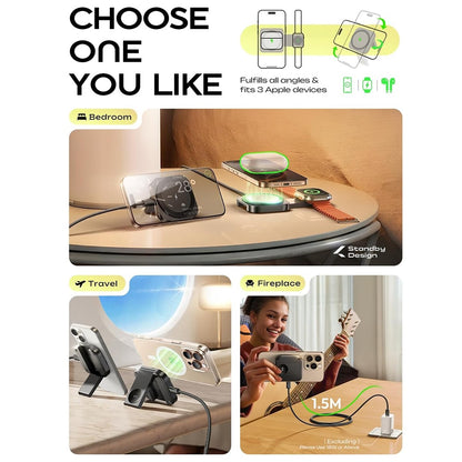 Bezdrátová síťová nabíječka Lisen 2v1, 15W, 1.67A, Černá YL0324100013