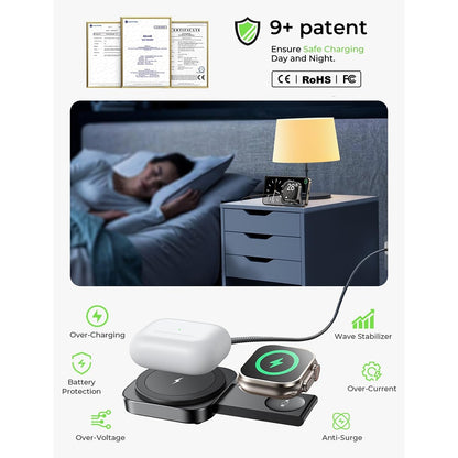 Bezdrátová síťová nabíječka Lisen 2v1, 15W, 1.67A, Černá YL0324100013