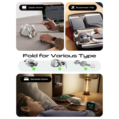 Bezdrátová nabíjecí stanice Lisen 3v1, 15W, 1.67A, šedá YL0424040001