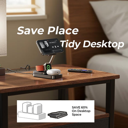 Bezdrátová nabíjecí stanice Lisen 3v1, 15W, 1.67A, Černá YL0424010003