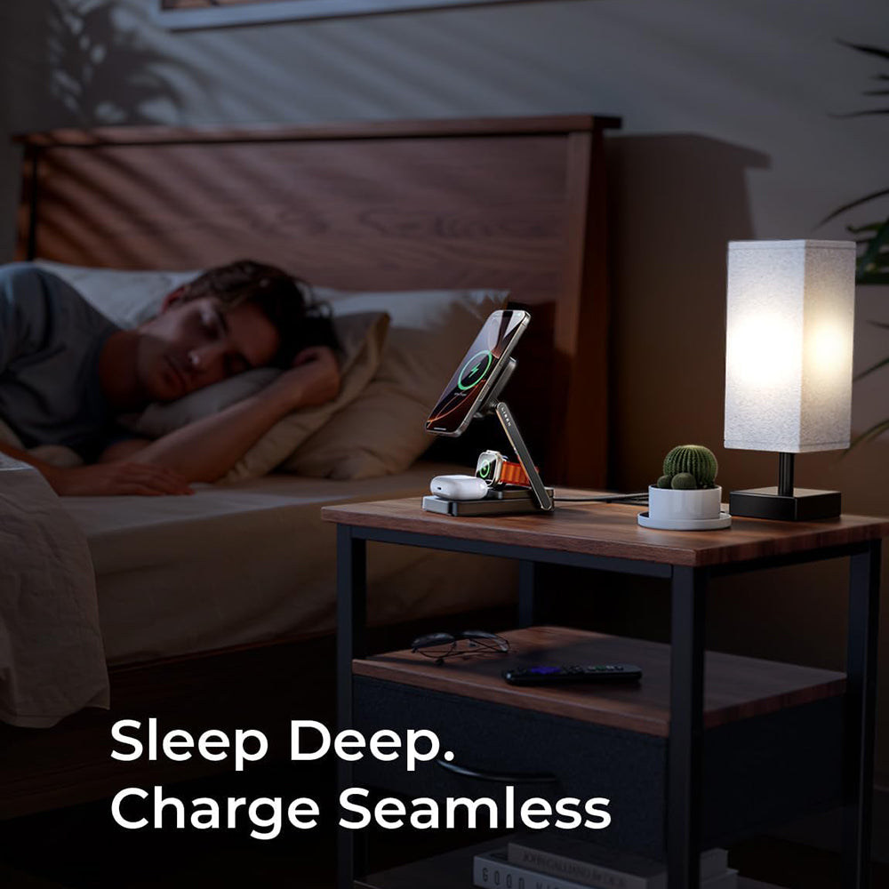 Bezdrátová nabíjecí stanice Lisen 3v1, 15W, 1.67A, Černá YL0424010003