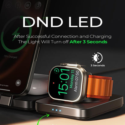 Bezdrátová síťová nabíječka Lisen W103 3v1, 7.5W, 1.1A, Černá YL0324090008