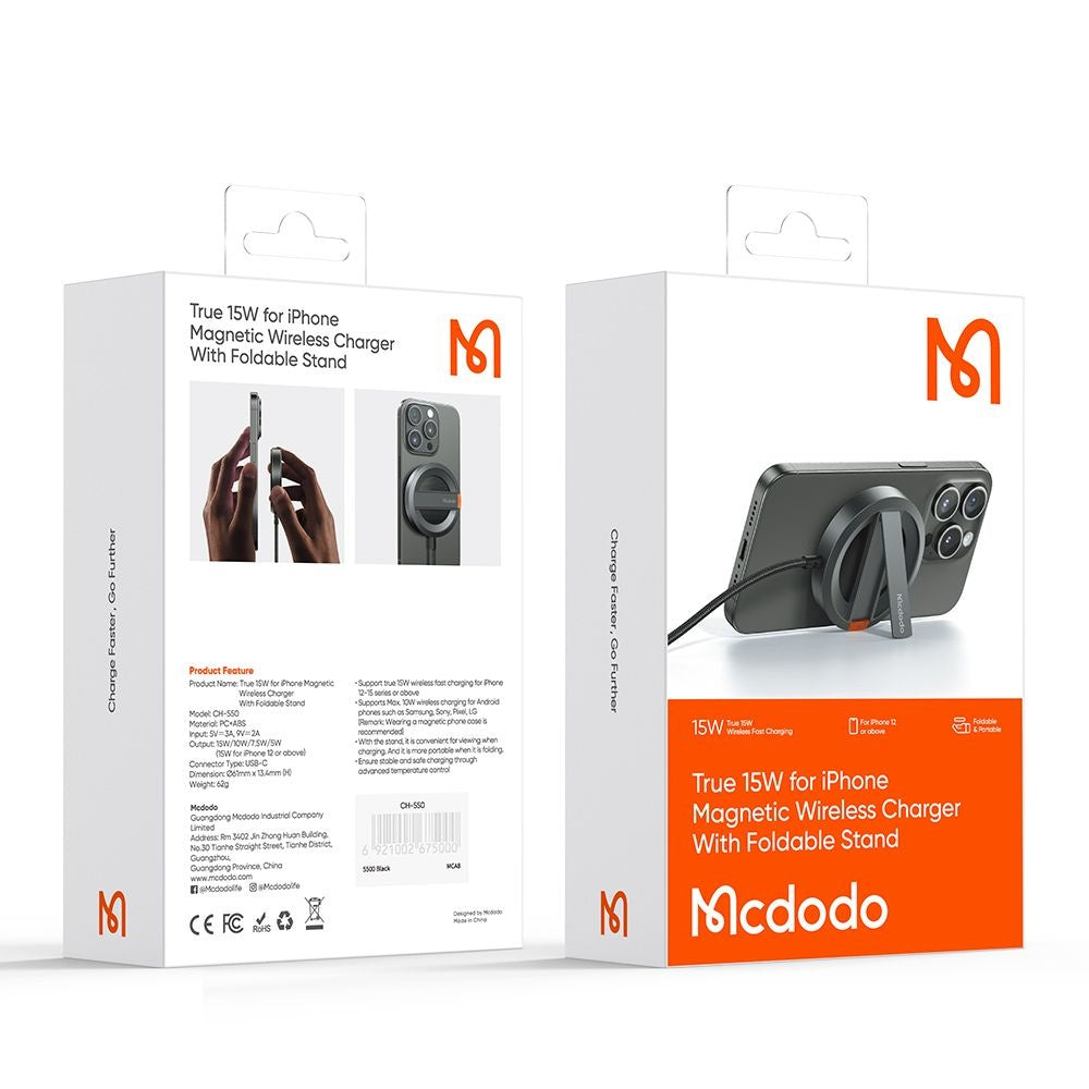 Bezdrátová síťová nabíječka McDodo CH-5500, 15W, 1.67A, šedá