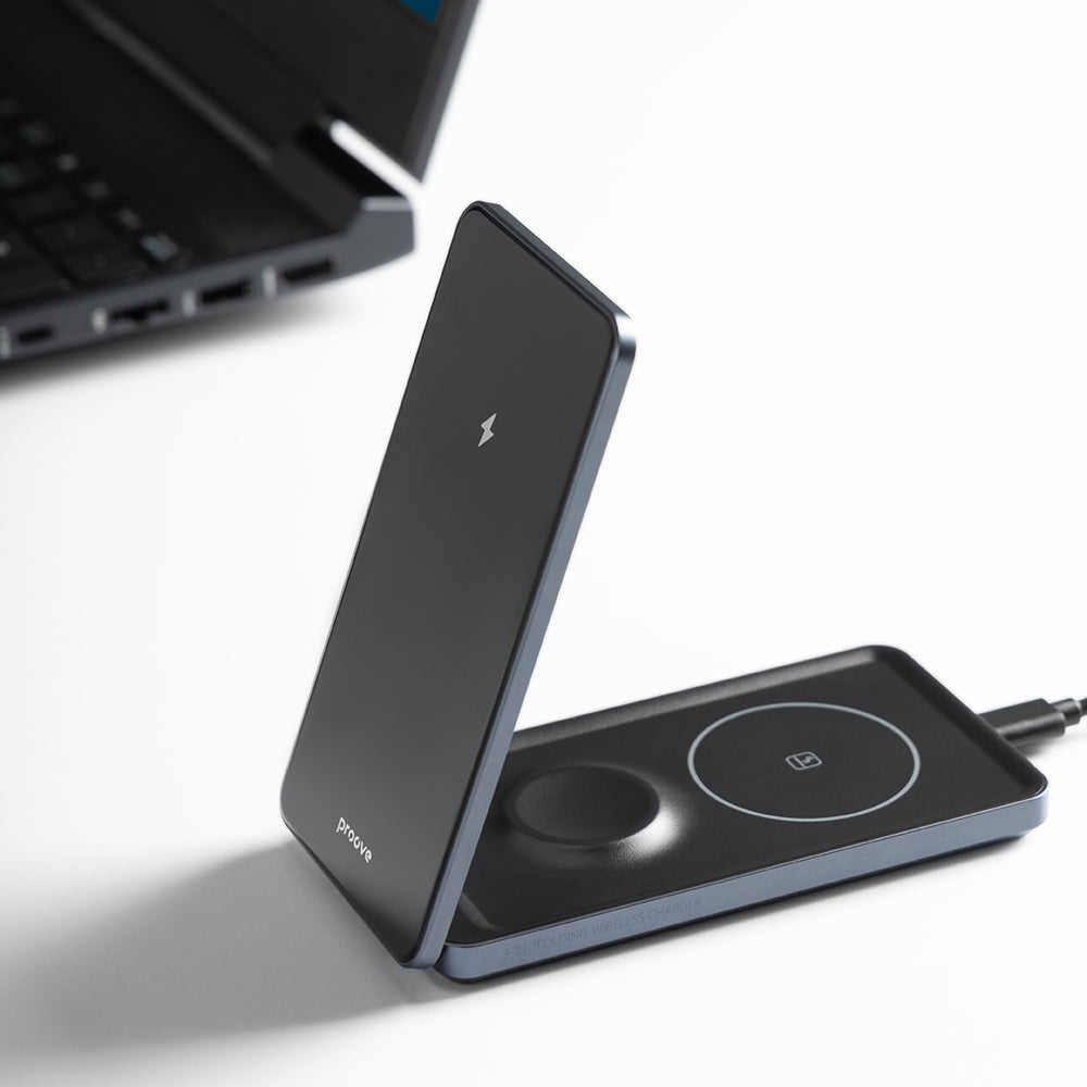 Bezdrátová nabíjecí stanice Proove Metal Edge 3v1, 15W, 1.67A, šedá WSME15010003