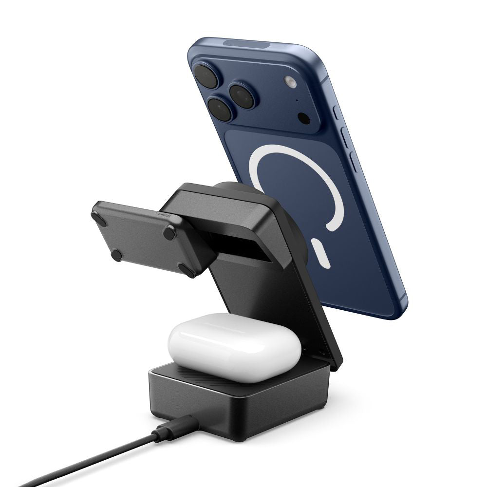 Bezdrátová nabíjecí stanice Spigen EF323MQ Essential 3v1, 25W, černá ACH10398